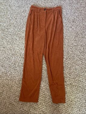 Rust Corduroy High-Waist Trousers